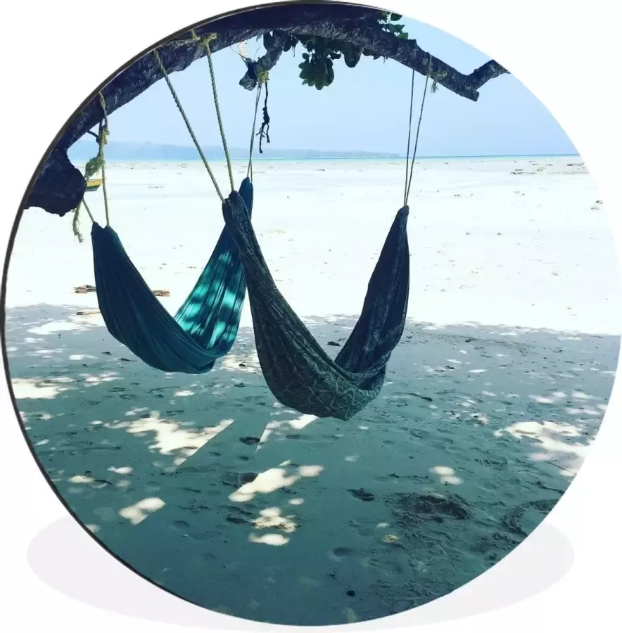 WallCircle Wandcirkel Muurcirkel Strand Zand Hangmat Aluminium Dibond ⌀ 60 cm Binnen en Buiten - Foto 2
