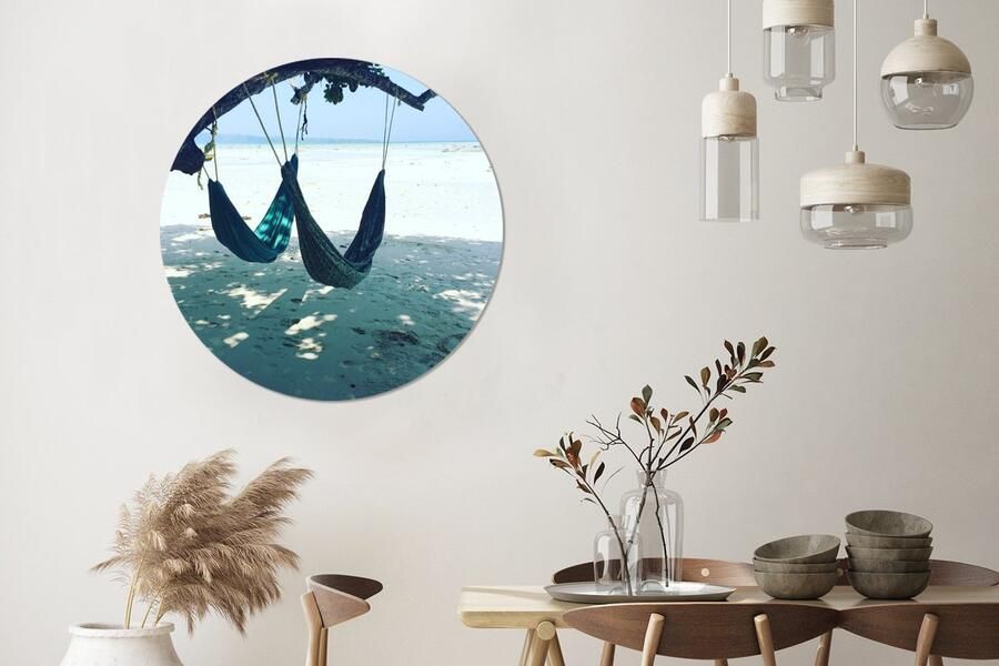 WallCircle Wandcirkel Muurcirkel Strand Zand Hangmat Aluminium Dibond ⌀ 90 cm Binnen en Buiten - Foto 3