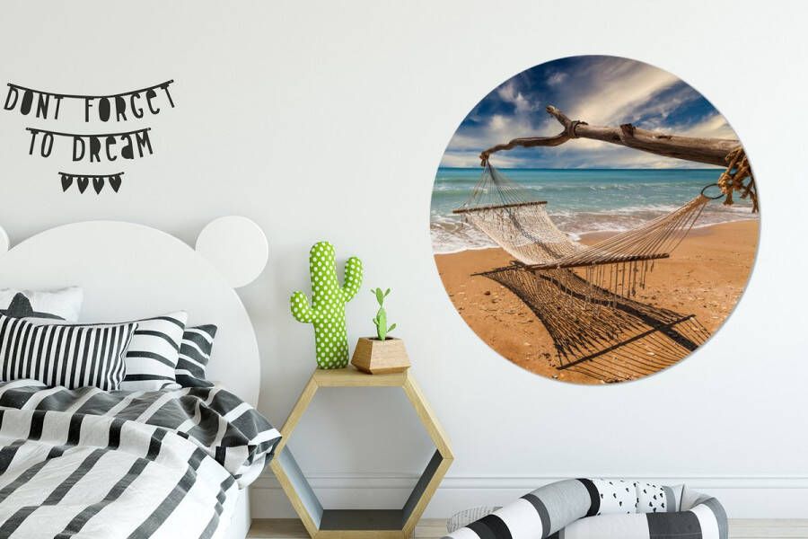 WallCircle Wandcirkel Muurcirkel Strand Zee Hangmat Aluminium Dibond ⌀ 140 cm Binnen en Buiten