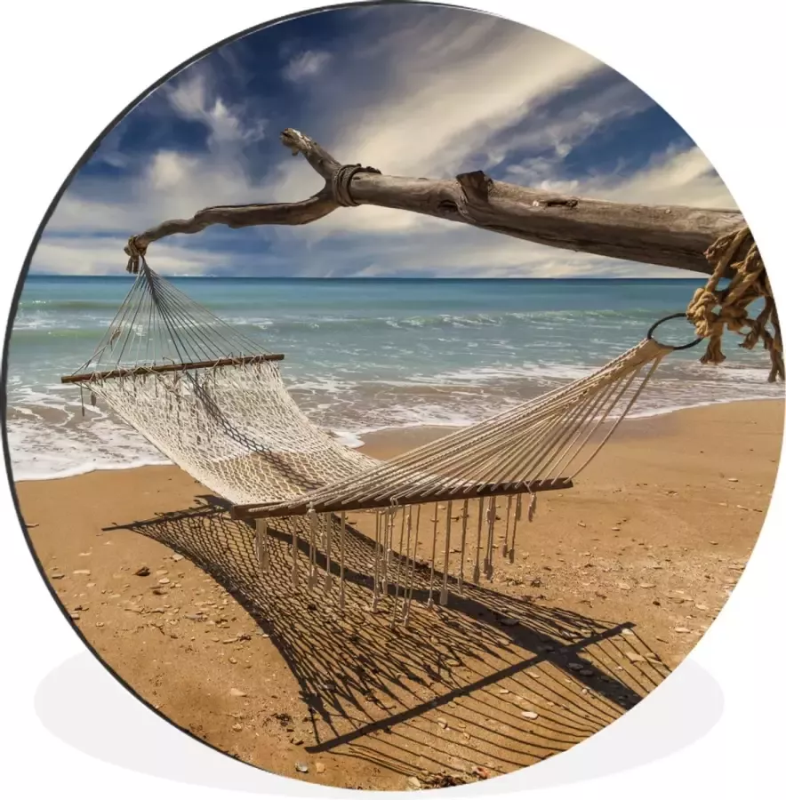 WallCircle Wandcirkel Muurcirkel Strand Zee Hangmat Aluminium Dibond ⌀ 90 cm Binnen en Buiten