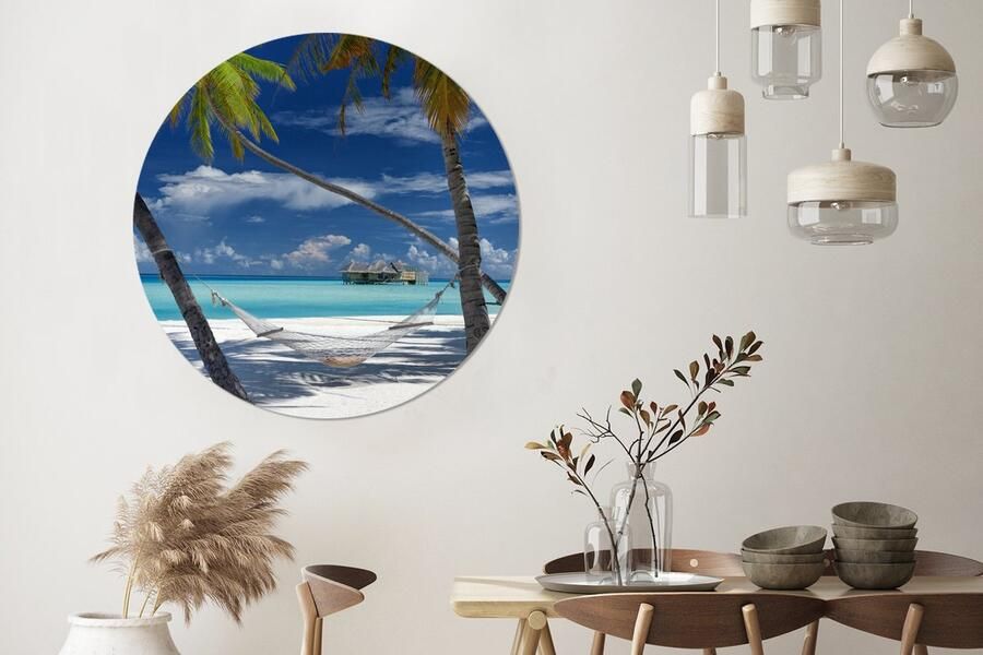 WallCircle Wandcirkel Muurcirkel Strand Zomer Hangmat Aluminium Dibond 140x140 cm Binnen en Buiten - Foto 3
