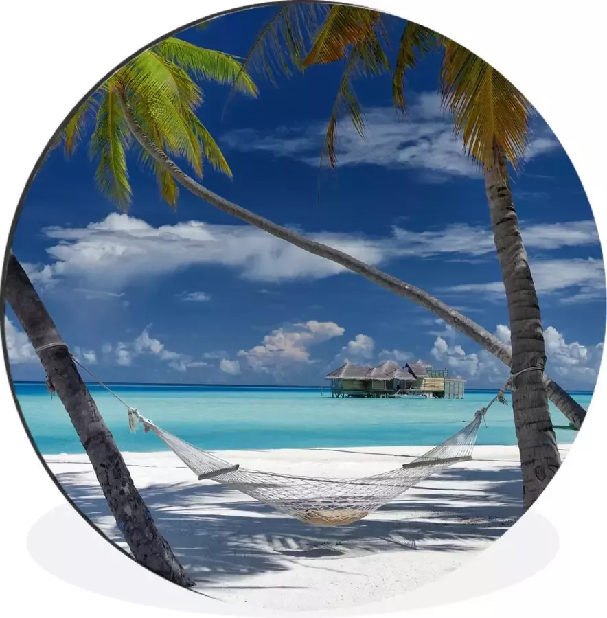 WallCircle Wandcirkel Muurcirkel Strand Zomer Hangmat Aluminium Dibond ⌀ 60 cm Binnen en Buiten