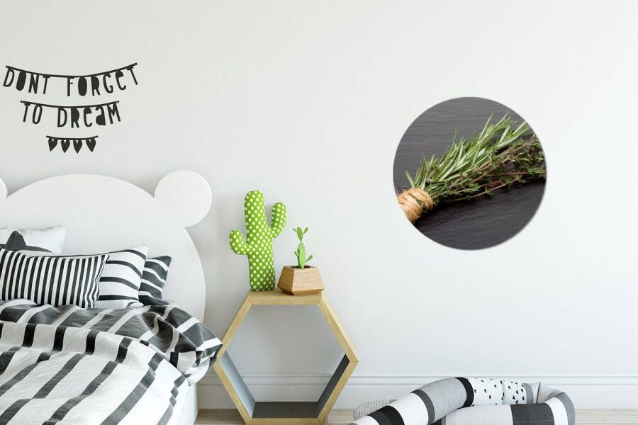 WallCircle Wandcirkel Muurcirkel Tijm Kruiden Groen Tafel Keuken Steen Aluminium Dibond ⌀ 30 cm Binnen en Buiten