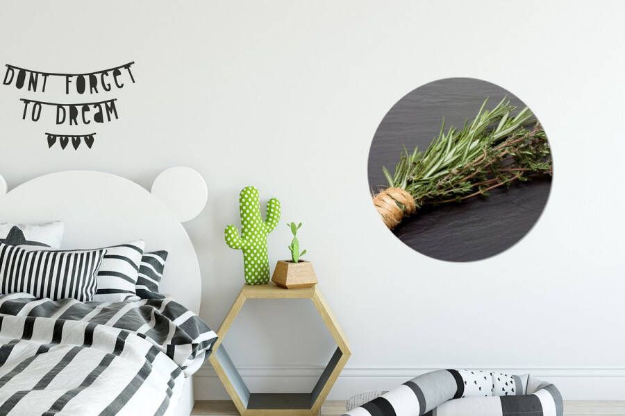 WallCircle Wandcirkel Muurcirkel Tijm Kruiden Groen Tafel Keuken Steen Aluminium Dibond ⌀ 60 cm Binnen en Buiten