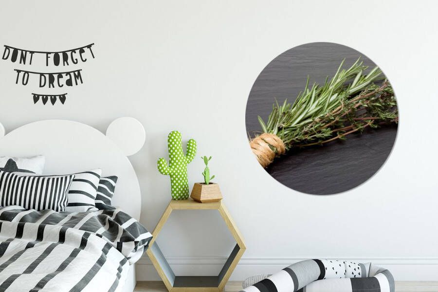 WallCircle Wandcirkel Muurcirkel Tijm Kruiden Groen Tafel Keuken Steen Aluminium Dibond ⌀ 90 cm Binnen en Buiten