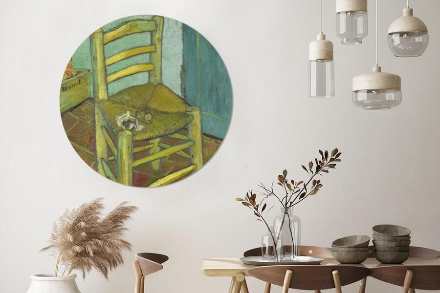 WallCircle Wandcirkel Muurcirkel Vincents stoel Vincent van Gogh Aluminium Dibond 120x120 cm Binnen en Buiten XXL - Foto 3