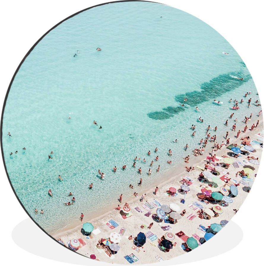 WallCircle Wandcirkel Muurcirkel Zee Strand Parasols Blauw Zomer Aluminium Dibond ⌀ 120 cm Binnen en Buiten XXL - Foto 2