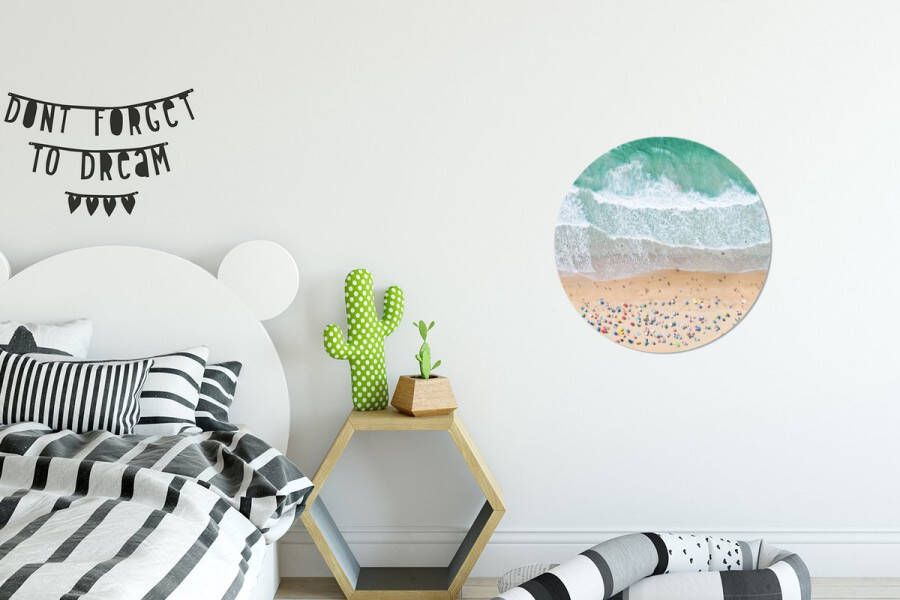 WallCircle Wandcirkel Muurcirkel Zee Strand Parasols Water Zomer Aluminium Dibond ⌀ 120 cm Binnen en Buiten XXL - Foto 4