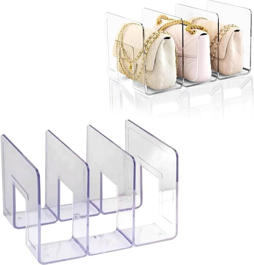Wallet Organizer Transparent Handbag Organizer Cabinet Shelf Divider Shelves File Organizer Stand for Bedroom Bookshelf (Three Frames) Gsycle