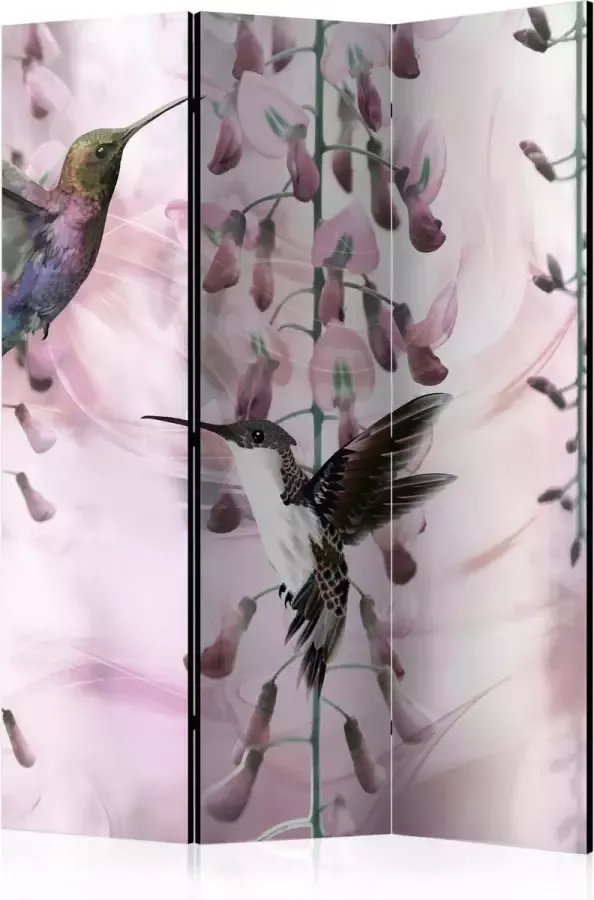Walljar Vouwscherm Flying Hummingbirds (Pink) [Room Dividers]