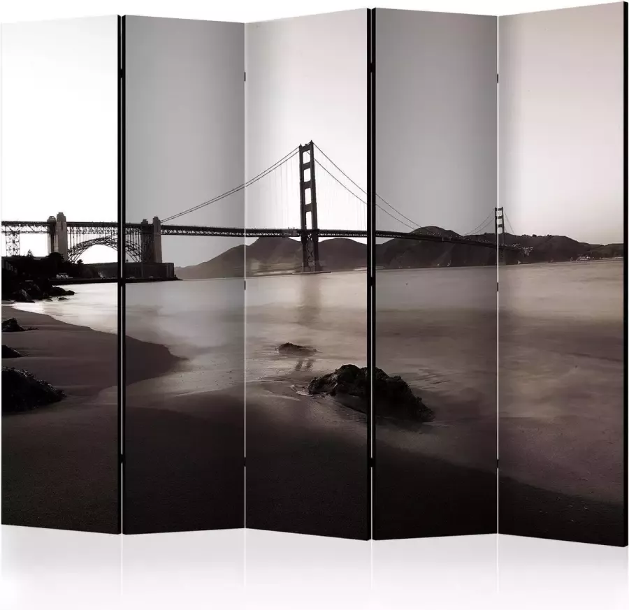 Artgeist Vouwscherm San Francisco: Golden Gate Bridge in black and white II [Room Dividers] - Foto 2