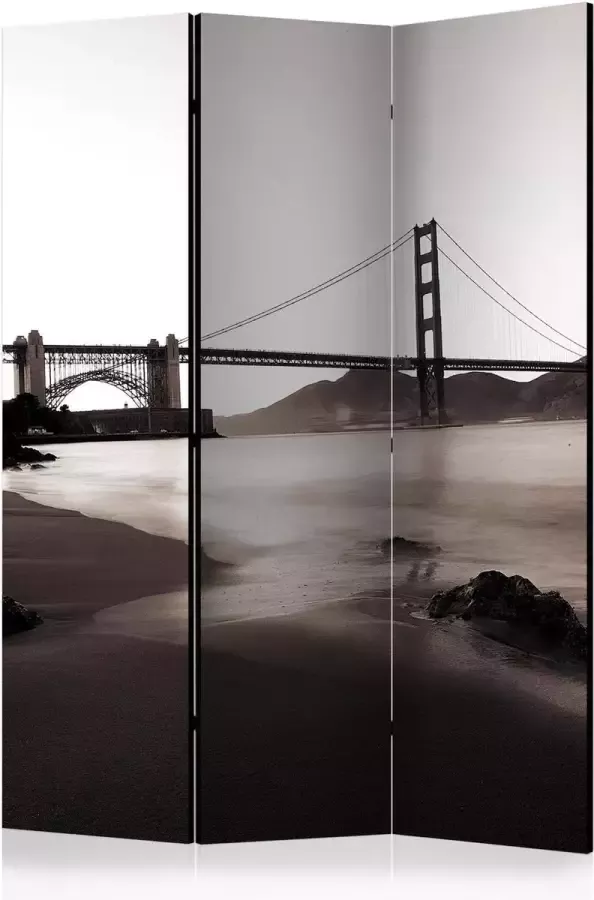 Artgeist Vouwscherm San Francisco: Golden Gate Bridge in black and white [Room Dividers] - Foto 2