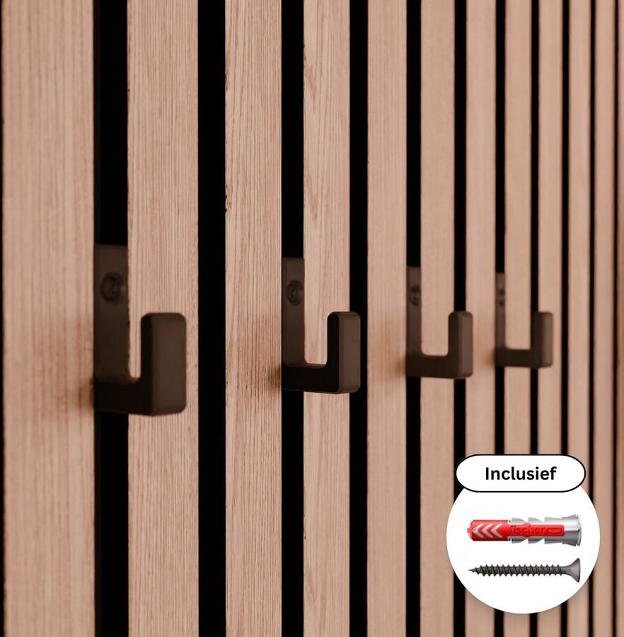 WallTune ™ Enkele Design Ophanghaak voor Akoestische Panelen – Inc. Zwarte Schroef Plug & Boormal Wandpaneel Kapstokhaak voor Lattenwanden van o.a. WoodUpp Gamma Karwei Praxis & Hornbach – Past bij 1 3 cm Ruimte tussen Latjes