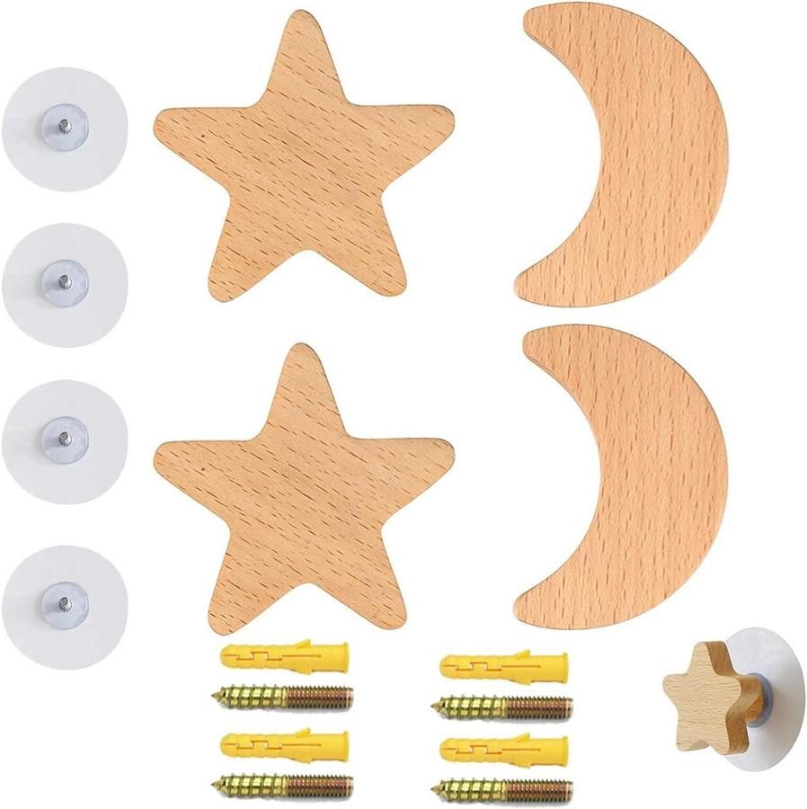 Walnoot Houten Kledinghaken Set Voor Kleding en Hoeden