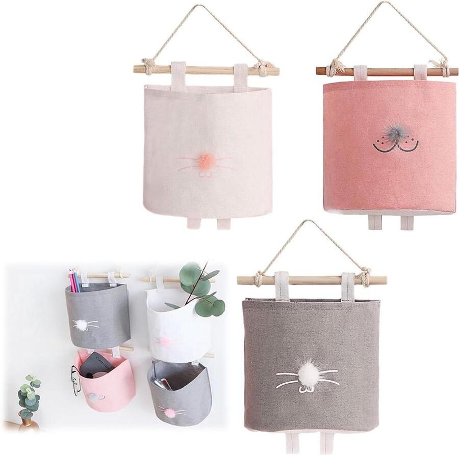 Wand hangende opbergzak linnen organizer Waterdicht 3 Stuks Multifunctioneel Stoffen