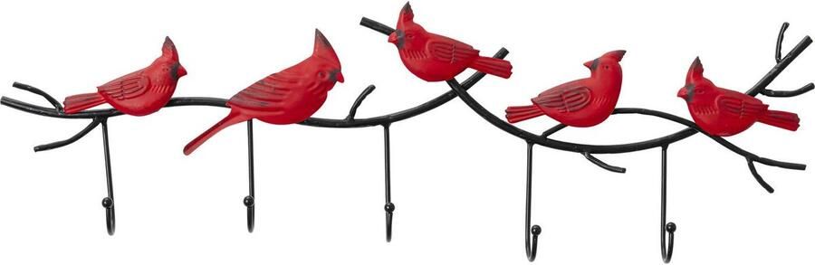 Wand kapstok rode vogels 72cm Kare Design