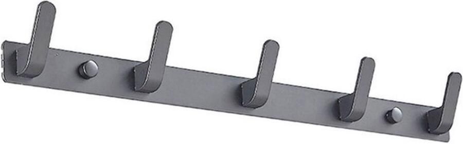 Wand Kapstokhaak Ruimte aluminium hanger Metalen wandkapstok Wandhaak om op te hangen Met 5 haken 43 5x3x3cm grijs 43.5*3*3cm - Foto 3