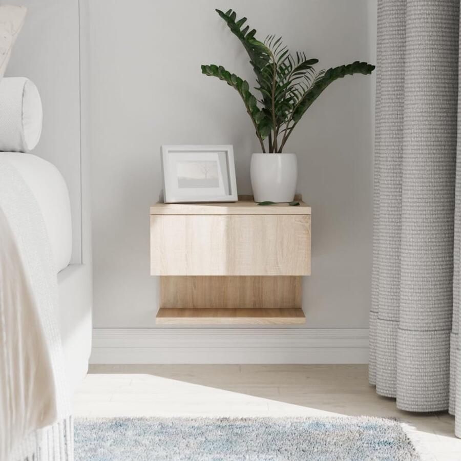 Wand Nachtkastje Hangend Nachtkastje met Plank 1 stuk Sonoma