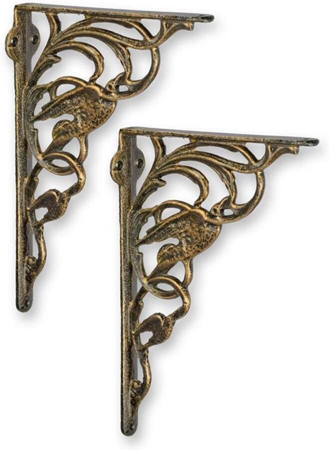 Wandbeugels van gietijzer set van 2 – Decoratieve zware muurbeugels voor wandplanken – Industrieel vintage design – Sterk en duurzaam