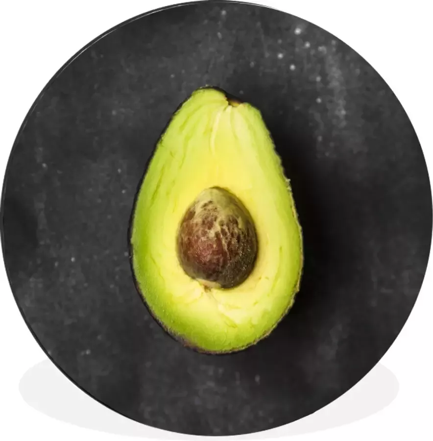 Wandcirkel Muurcirkel Eenzame avocado op een zwarte tafel Aluminium Dibond 120x120 cm Binnen en Buiten XXL