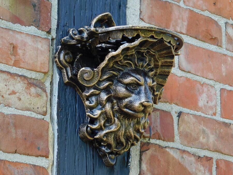 Wandconsole Leeuwenkop Brons-look Gietijzer