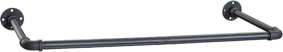 Wandgarderobe 120 cm Industrieel Design Kledinghanger voor Woonkamer en Winkel Mat Zwart