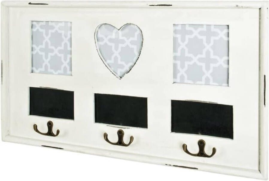 Wandgarderobe hout antiek wit 3 x 49 x 26 cm