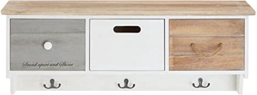 Wandgarderobe in trendy vintage look met 3 laden en haken