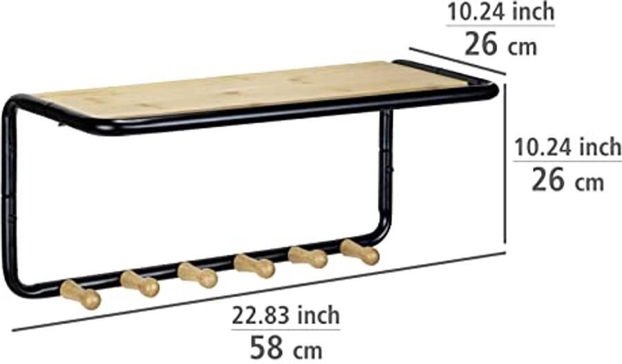Wandgarderobe Loft Industrieel Ontwerp Met Bamboe Plank en Haken