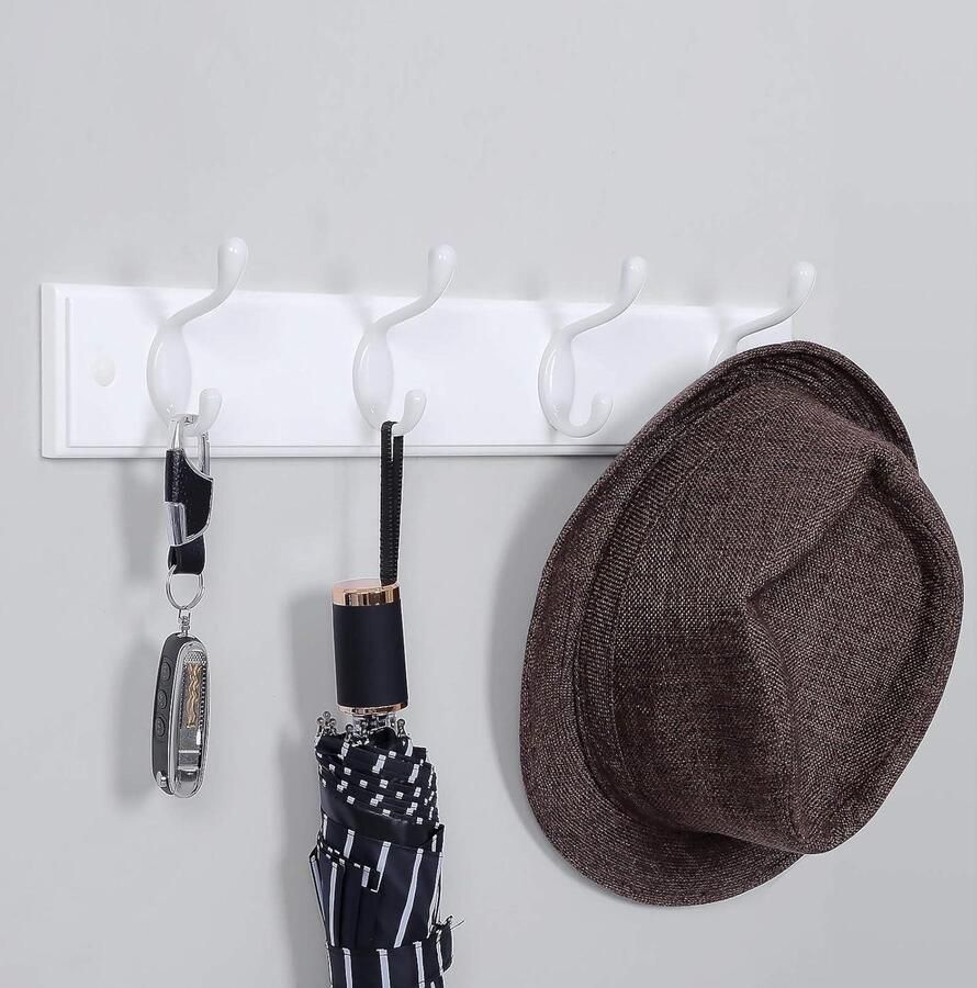 Rootz Living Rootz Wandkapstok Kapstok 4 Haken Wandkapstok Kapstok Wandkapstok Hangende kapstok Wit 40 x 9 x 7 cm