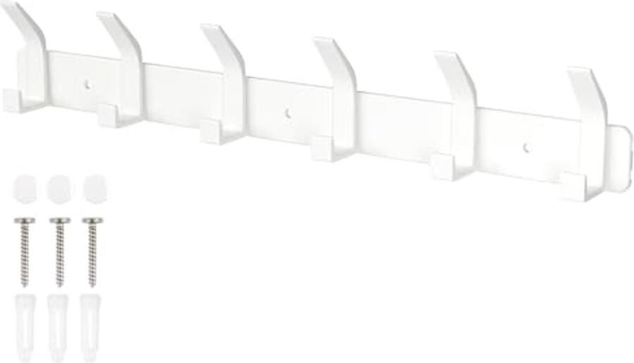 Wandgarderobe met 6 Haken Wit Ideaal voor Entree Slaapkamer en Woonkamer