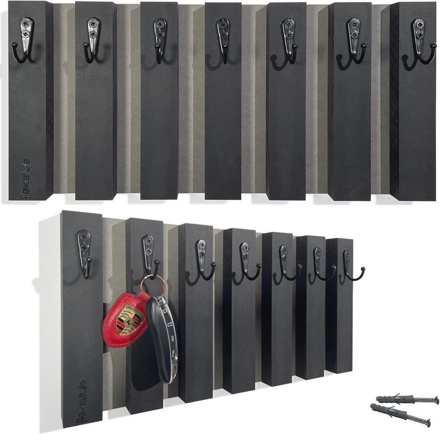 Wandgarderobe met 7 Haken Houten MDF Kapstok voor Hal Slaapkamer en Kinderkamer