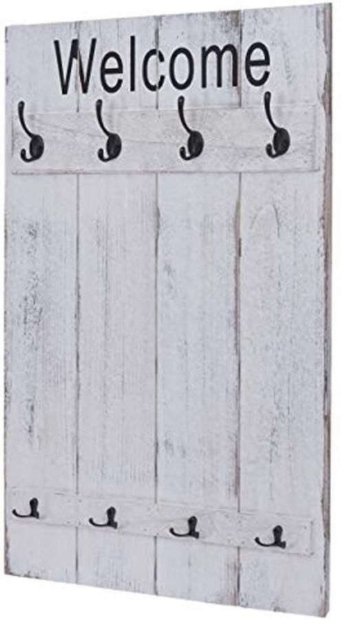 Wandgarderobe met 8 haken in shabby look 91x60cm