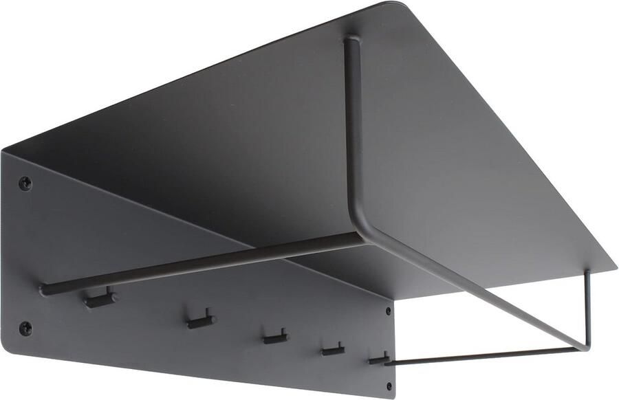 Wandgarderobe met Haaklijst Kledingstang en Hoedenrek Stijlvol en Functioneel (Zwart)