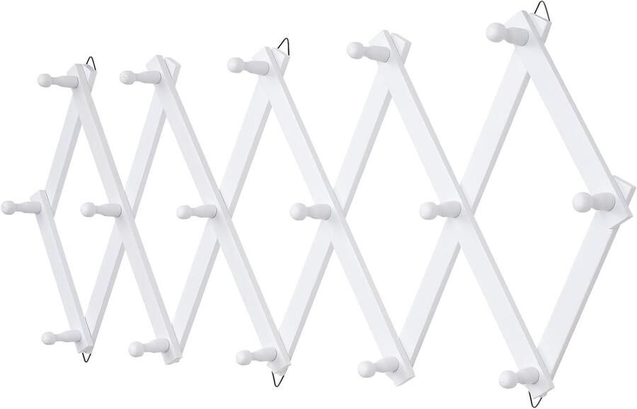 Wandgarderobe met haken wandmontage 80 cm wit massief hout