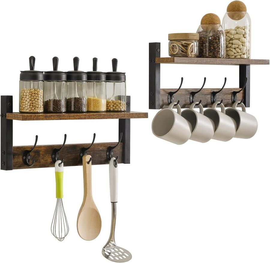 Wandgarderobe met Plank Functioneel en Stijlvol Set van 2 Bruin