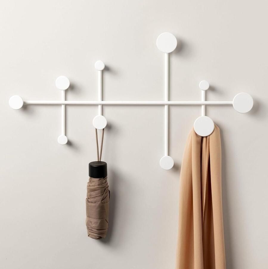 Wandgarderobe Minimalistisch Kapstokontwerp uit Berlijn Moderne Metalen Muurgeplaatste Kapstok Haken Wit