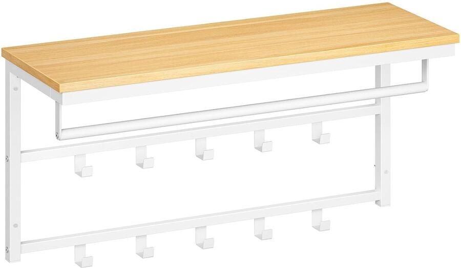 Wandgarderobe multifunctioneel 1 stuk wit natuurlijk hout 80x30x42 cm