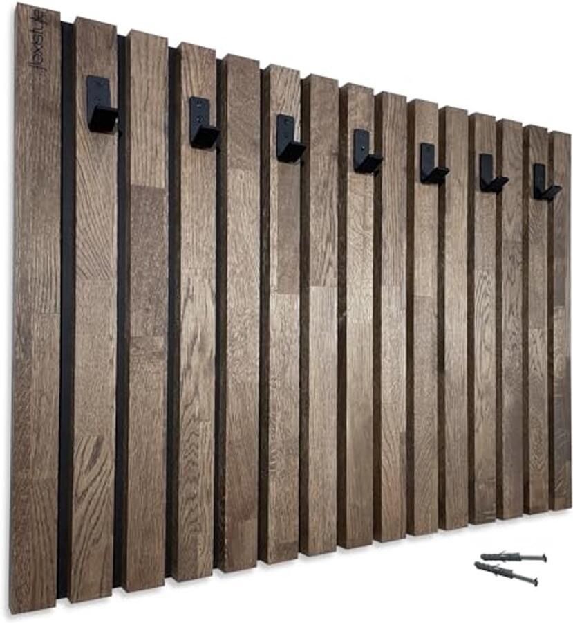 Wandgarderobe van eikenhout moderne muurhaken in bruin 4 afmetingen