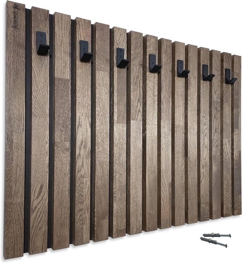Wandgarderobe Eiken Houten Kleerhanger Ruimte Organiseren Duurzaam Eikenhout 80x60cm Bruin