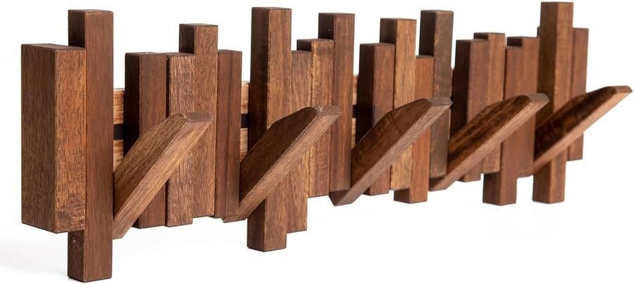 Wandgarderobe van natuurlijk hout innovatief design 1 stuk donkerbruin