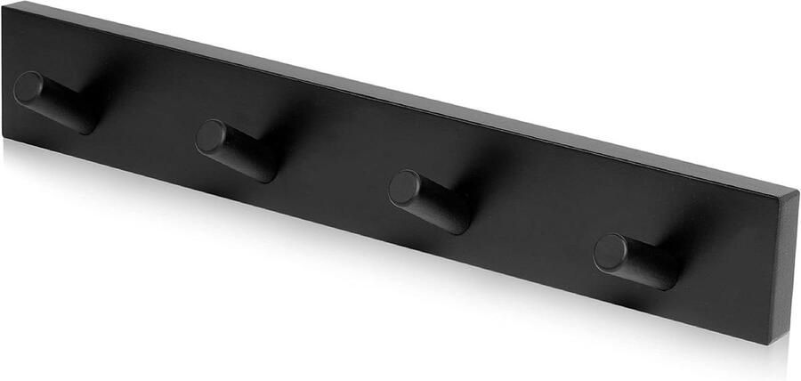 Wandgarderobe zwart kapstok met 4 haken hout