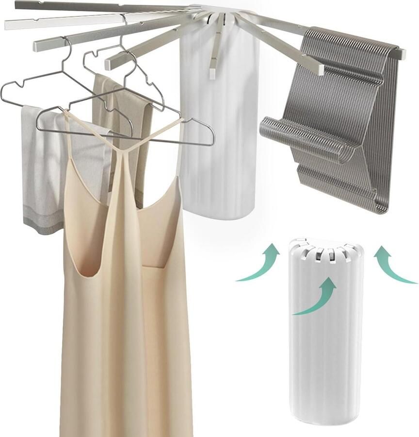 Wandgemonteerd droogrek inklapbaar wasrek verstelbaar Octopus wasrek voor badkamer balkon binnen en buiten met uv-desinfectie Opvouwbare kledingrek