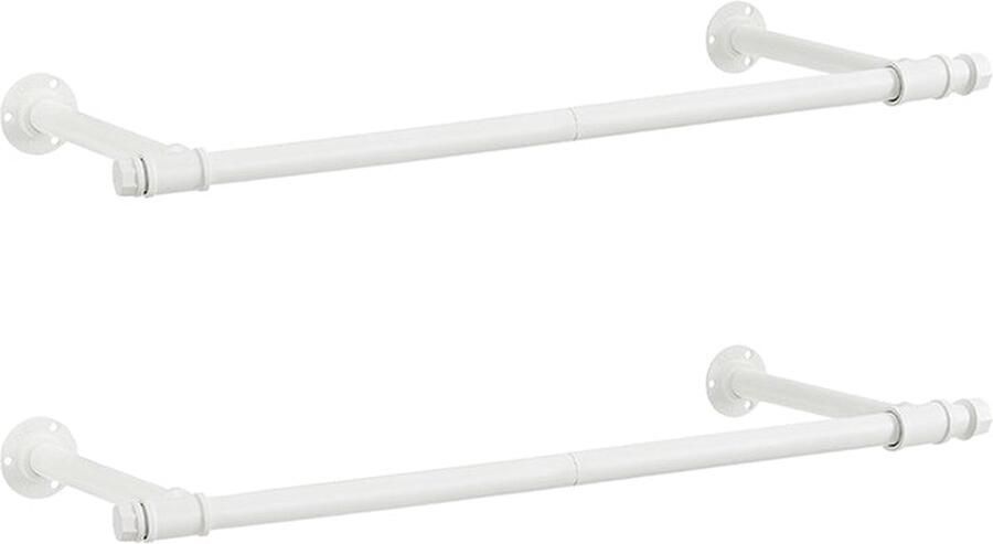 Wandgemonteerd Kledingrek Garderobestang Kledinghouder 60kg Draagvermogen 30 x 84 x 7 cm Wit Staal