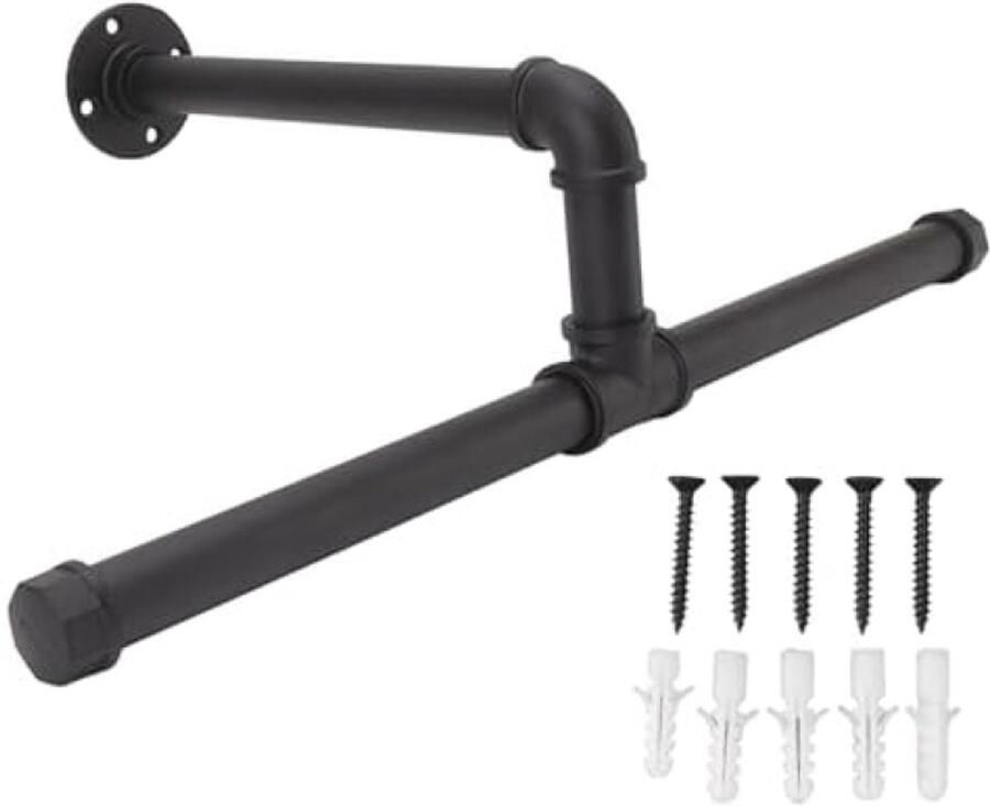 Wandgemonteerd kledingrek van ijzeren buizen Stevig en ruimtebesparend