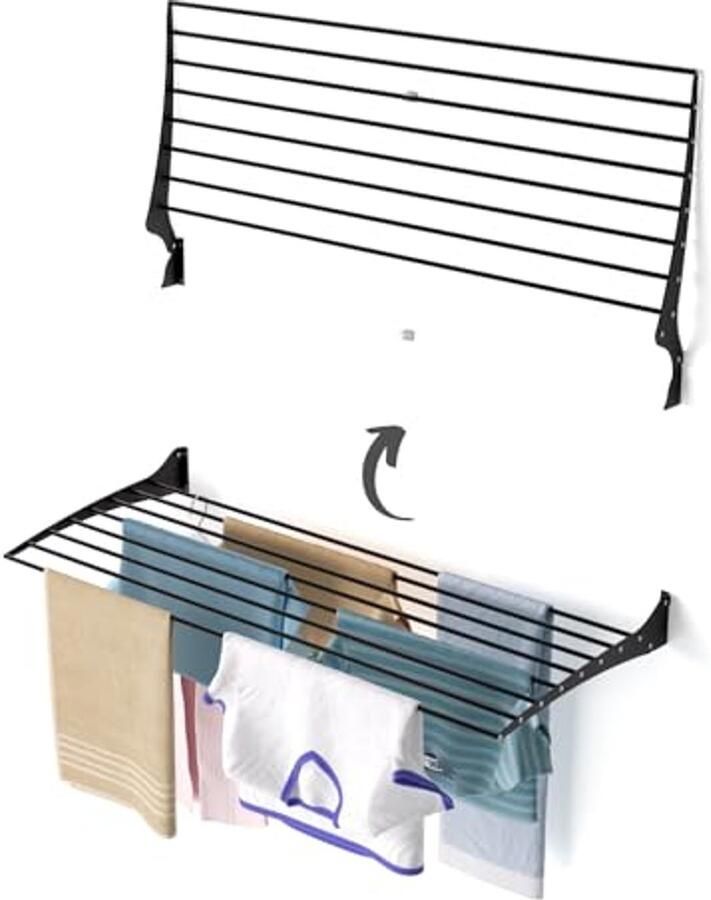 Wandgemonteerd Kledingrek voor Binnen en Buiten Verstelbaar en Ruimtebesparend 118x50x50 cm