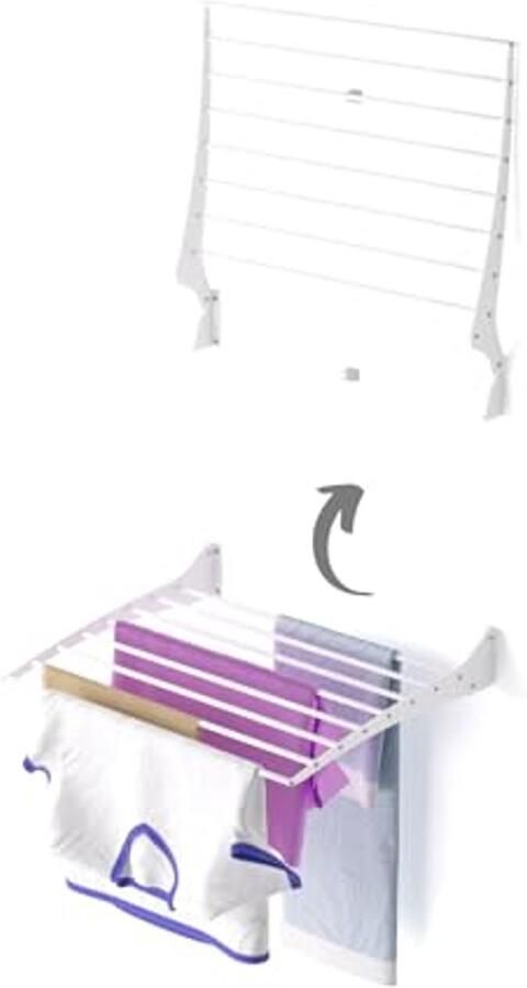 Wandgemonteerd Kledingrek Vouwbaar Aluminium Droogrek voor Binnen en Buiten 62x50x50 cm