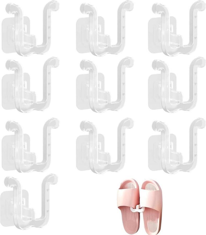 Wandgemonteerd schoenenrek 10 stuks Wandgemonteerd schoenenrek Zelfklevende pantoffelrek Multifunctioneel pantoffelrek Studio schoenenrek Universeel Geschikt voor smalle ruimtes kasten badkamer keuken 8x7x3 5cm - Foto 3