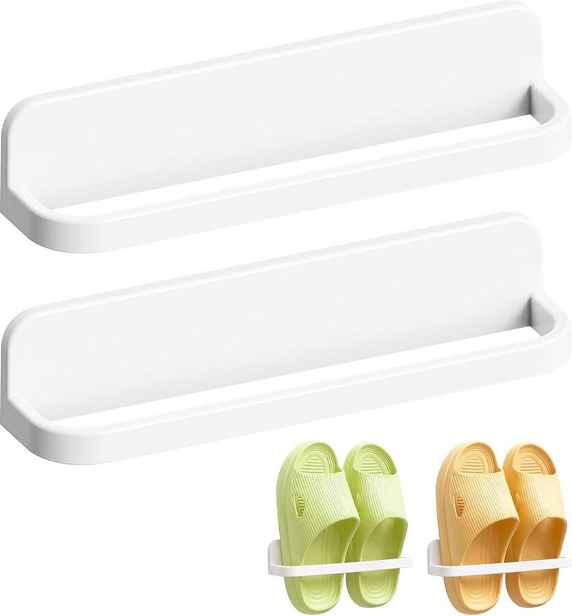 Wandgemonteerd schoenenrek zonder boren Kunststof opbergrek voor schoenen Hangrek voor deur badkamer en keuken 2 stuks - Foto 2