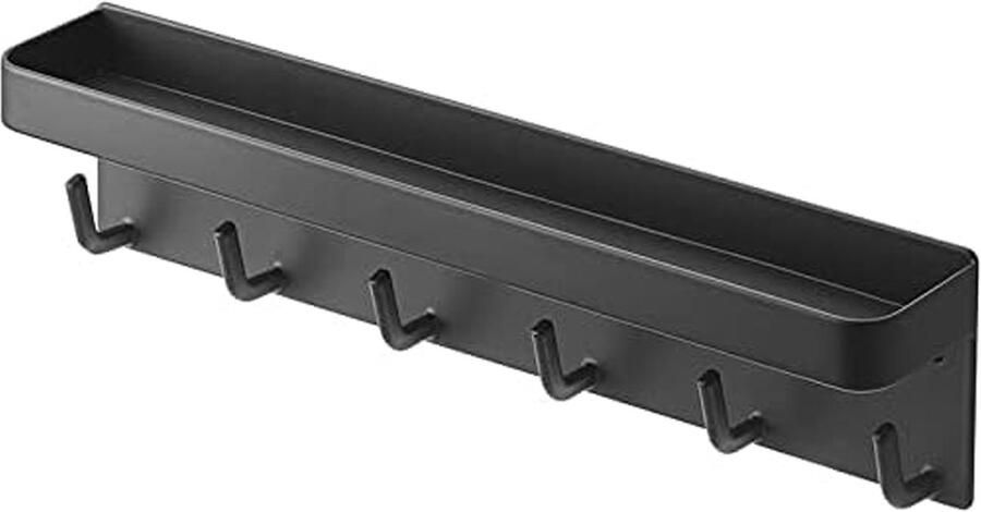 Wandgemonteerd sleutelopbergrek sleutelrek voor slaapkamer en badkamer opbergrek achter de deur haak sleutelrek wandmontage kapstok inclusief plakband wandrek zwart